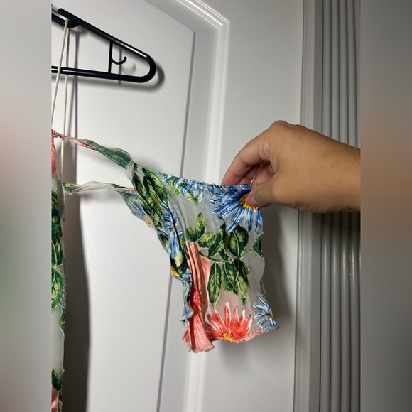 Alice + Olivia Alves Floral Cold Shoulder Silk Blend Dress size 10 - Picture 8 of 14